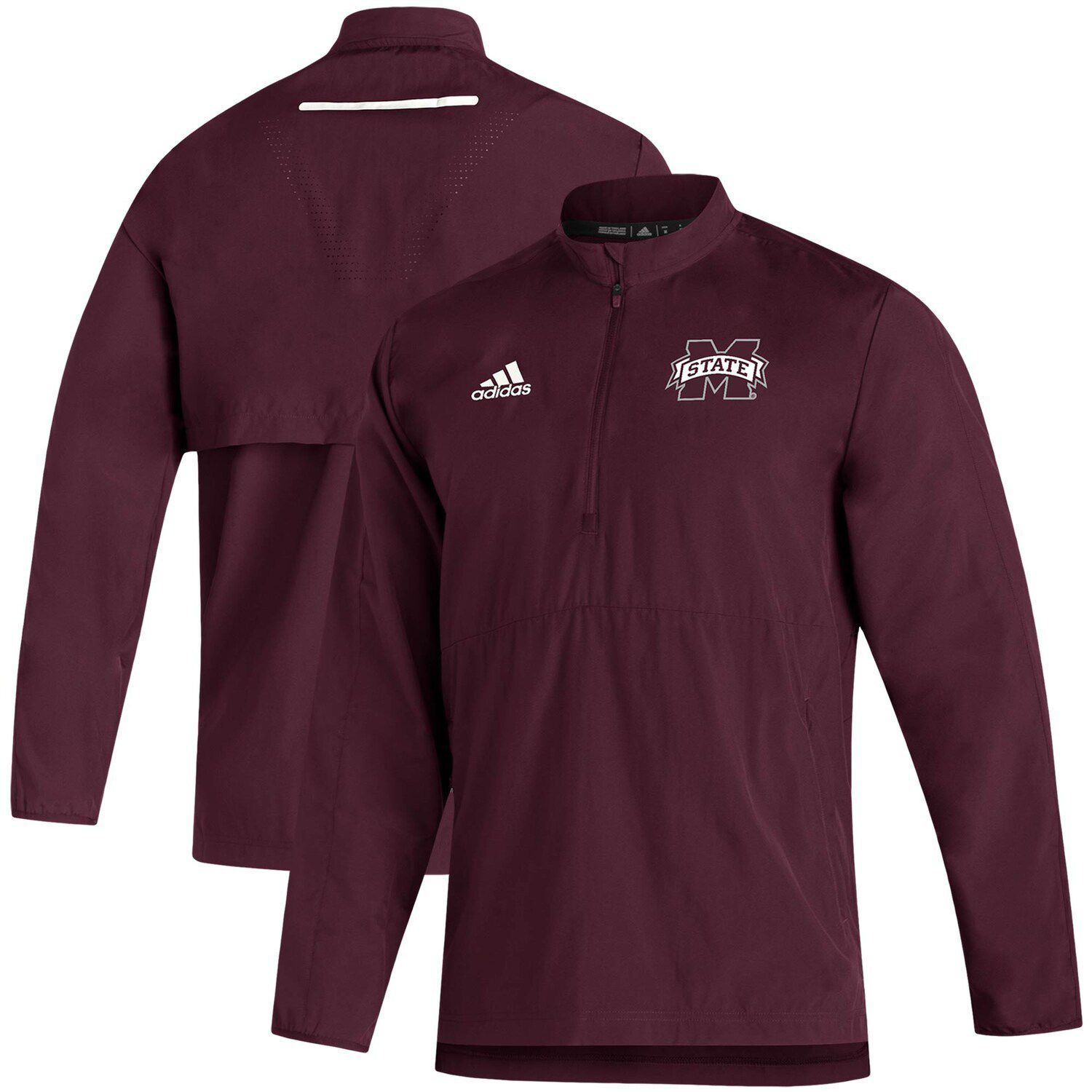 

Мужская темно-бордовая куртка Mississippi State Bulldogs 2021 Sideline с молнией на четверть длины AEROREADY adidas, Красный, Мужская темно-бордовая куртка Mississippi State Bulldogs 2021 Sideline с молнией на четверть длины AEROREADY adidas