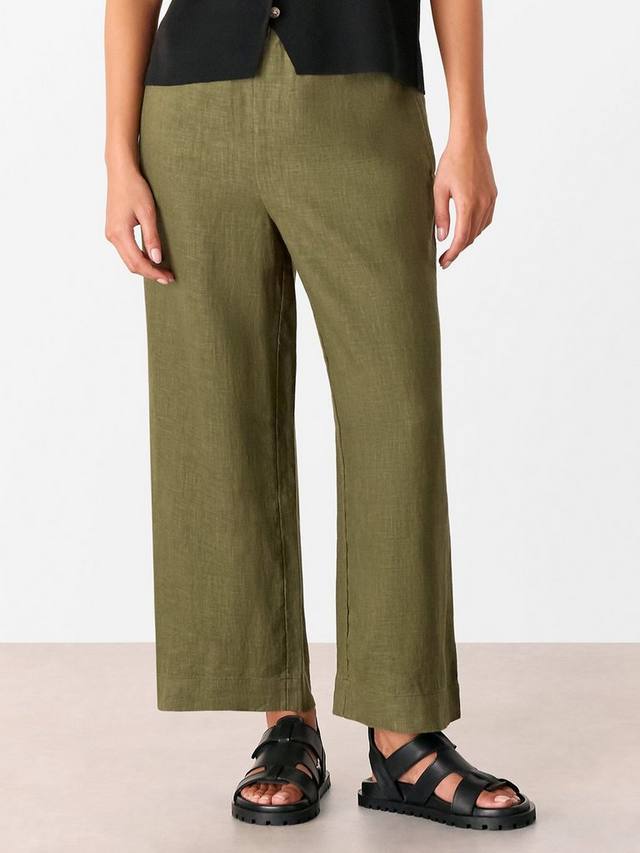 

Брюки из чистого льна с маленькими карманами Whistles, Khaki