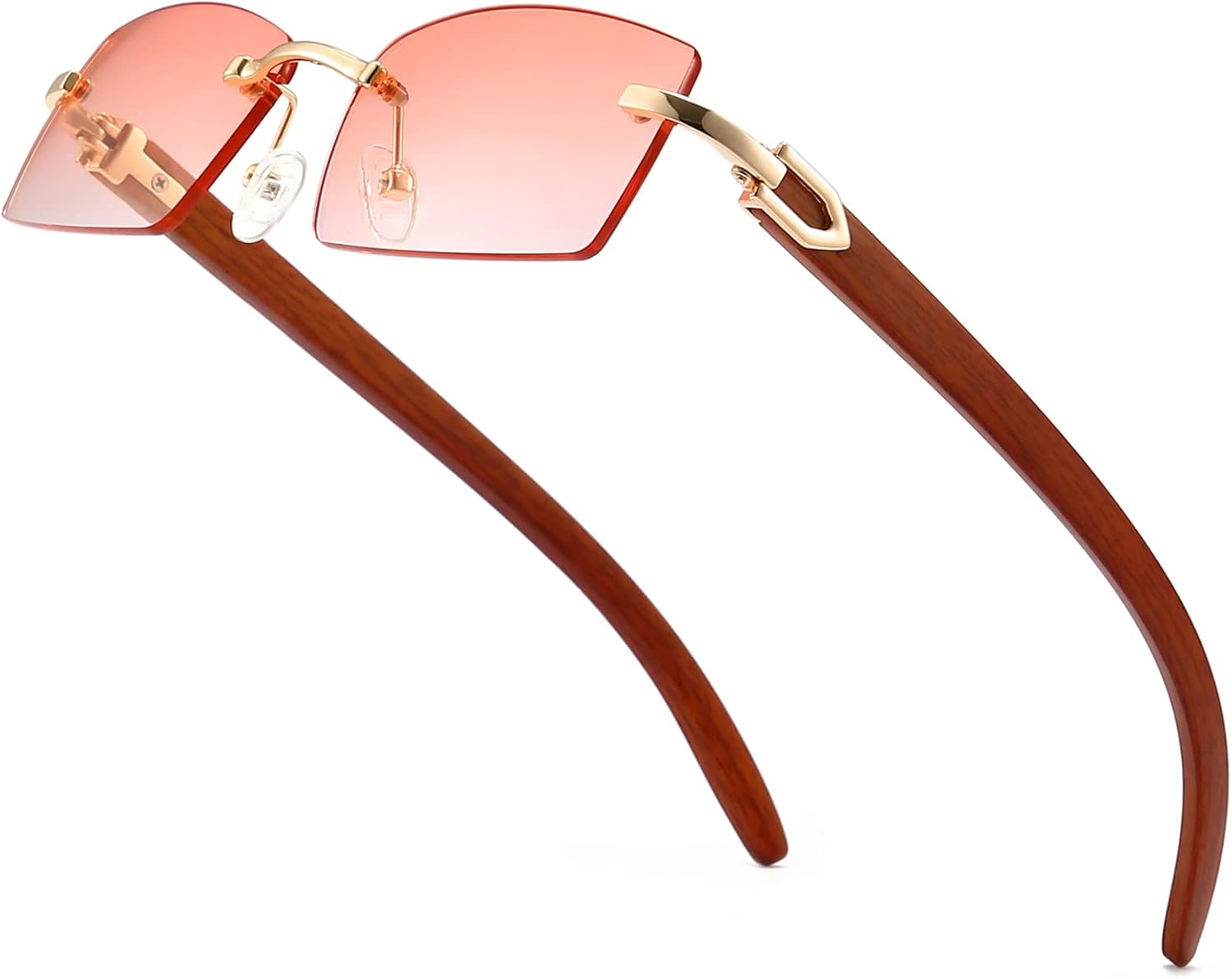 

Солнцезащитные очки Dollger без оправы, прямоугольной формы, для мужчин и женщин, в стиле хип-хоп, деревянные, маленькие квадратные, без оправы, 70-е и 90-е годы, A4:imitation Wood-gold / Pink