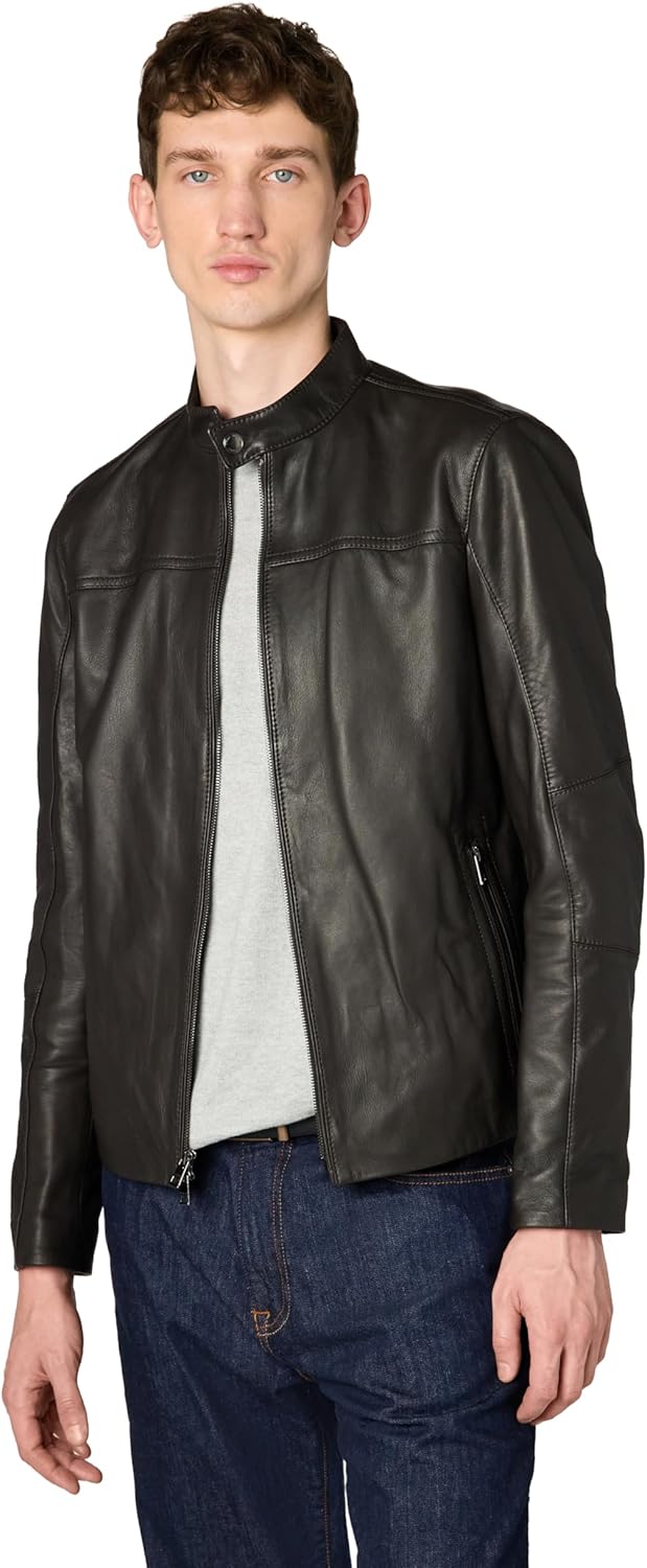 

Кожаная куртка Racer для мужчин Michael Kors, Chocolate