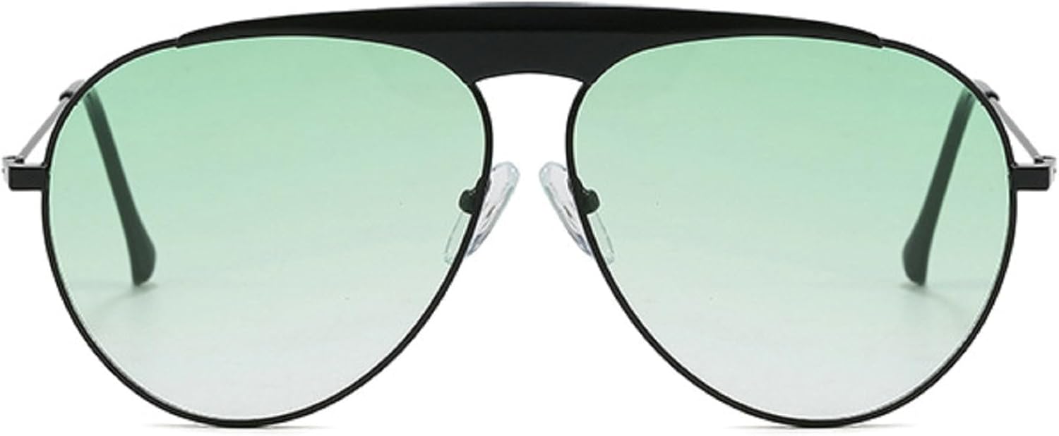 

Большие солнцезащитные очки-пилот для женщин, винтажные металлические круглые солнцезащитные очки в оправе 2025 года, модные очки для мужчин для активного отдыха и вождения mincl, Black Gradient Green