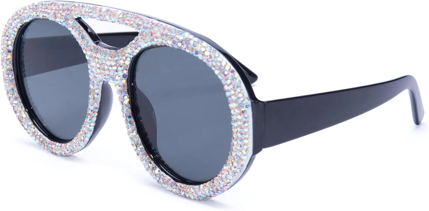 

Солнцезащитные очки ICARA с увеличенными двойными перемычками для женщин, роскошные, с бриллиантами и стразами, в модной оправе большого размера, Colorfull