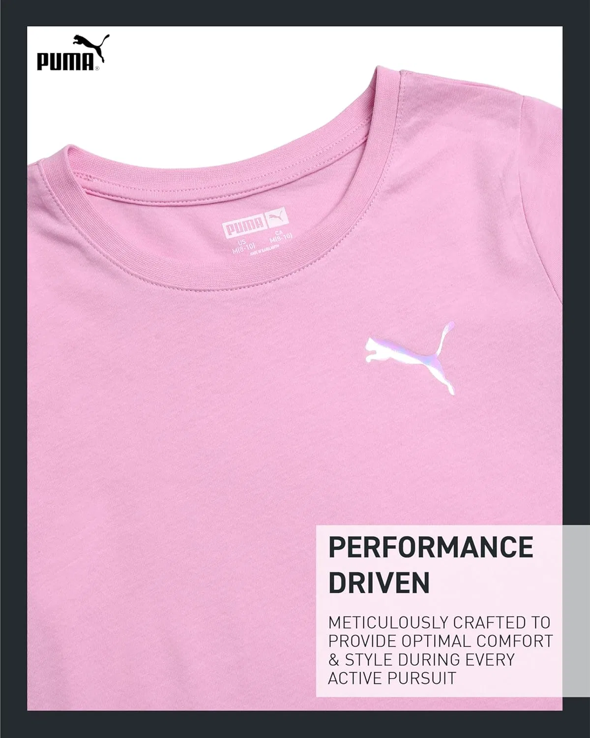 Футболки для девочек PUMA, 2 шт, короткий рукав, логотип, Pink/Black — фото 4