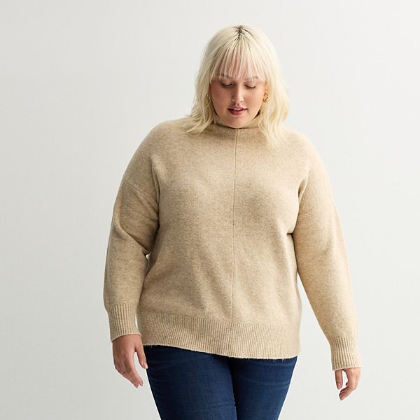 

Свободный свитер с мягкой воронкообразной горловиной Plus size Nine West, Quicksand Heather