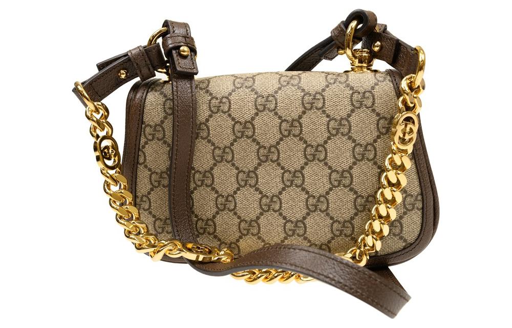 Мини-сумка через плечо GUCCI Blondie из канвы с кожаной отделкой — фото 3