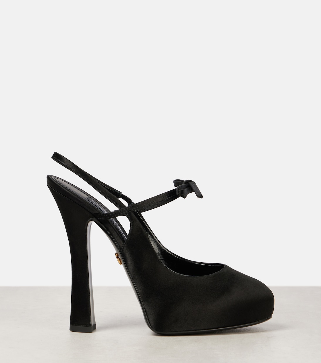 Туфли-лодочки Vally на платформе с ремешком на пятке из атласа Dolce&Gabbana, Nero/Nero — фото 4