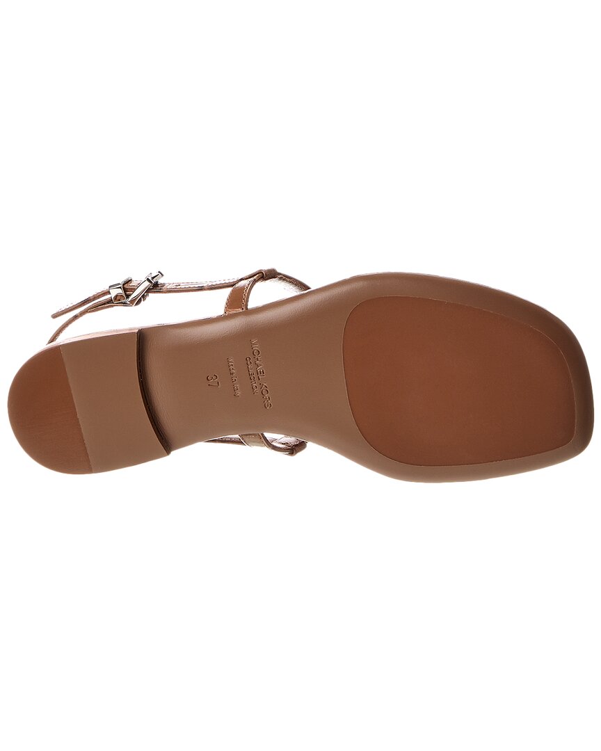 Michael Kors Collection Sofia Runway Croc-Embossed Leather Sandal, коричневый — фото 4