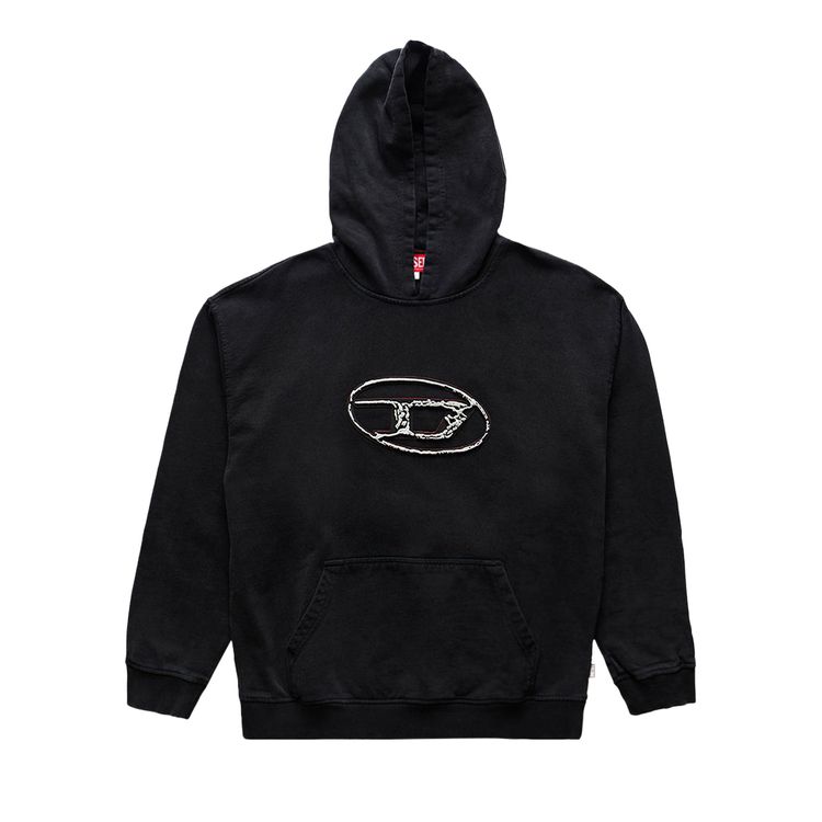 

Худи Diesel Multi-Layered Logo Print Hoodie Black, черный