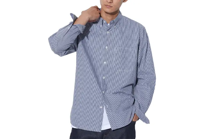 

Рубашка мужская синяя Uniqlo, синий
