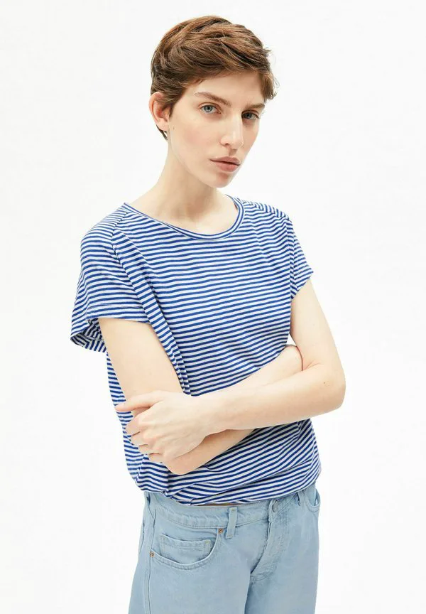 

Футболка с полосатым принтом в стиле «слаб». Armedangels, Oatmilk Dynamo Blue, Белый, Футболка с полосатым принтом в стиле «слаб». Armedangels, Oatmilk Dynamo Blue