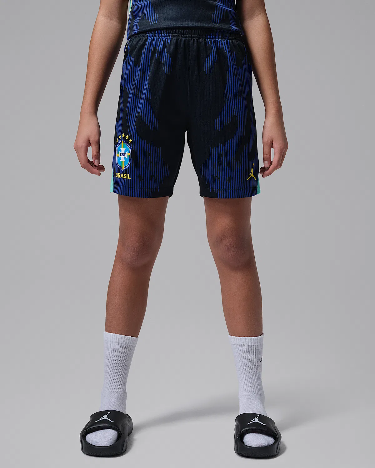 Детские футбольные шорты Jordan Dri-FIT Soccer Replica Brazil 2026 Stadium Away, Old Royal/Black
