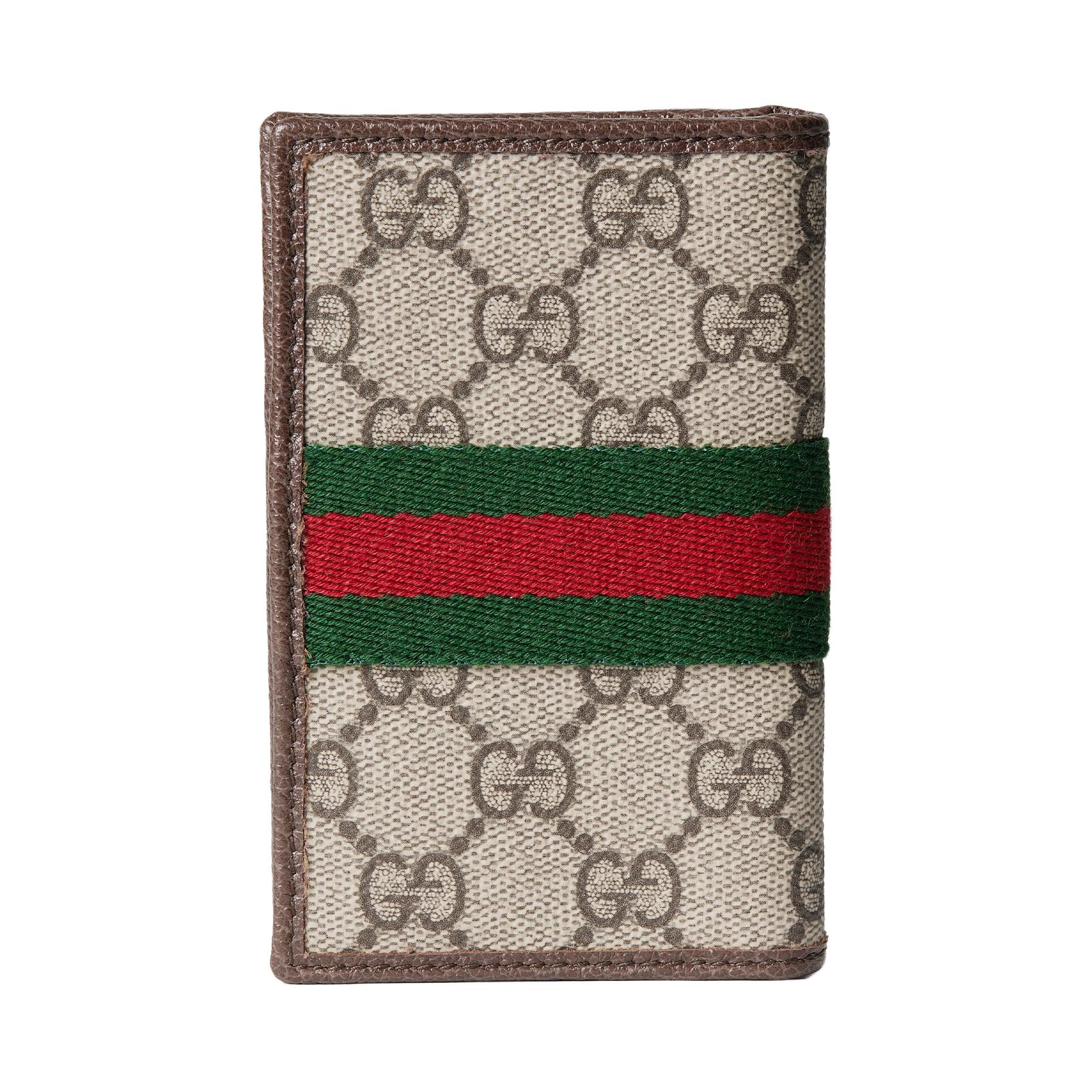 GUCCI Ophidia Coated Fabric Card Holder мужской beige и dark brown — фото 3