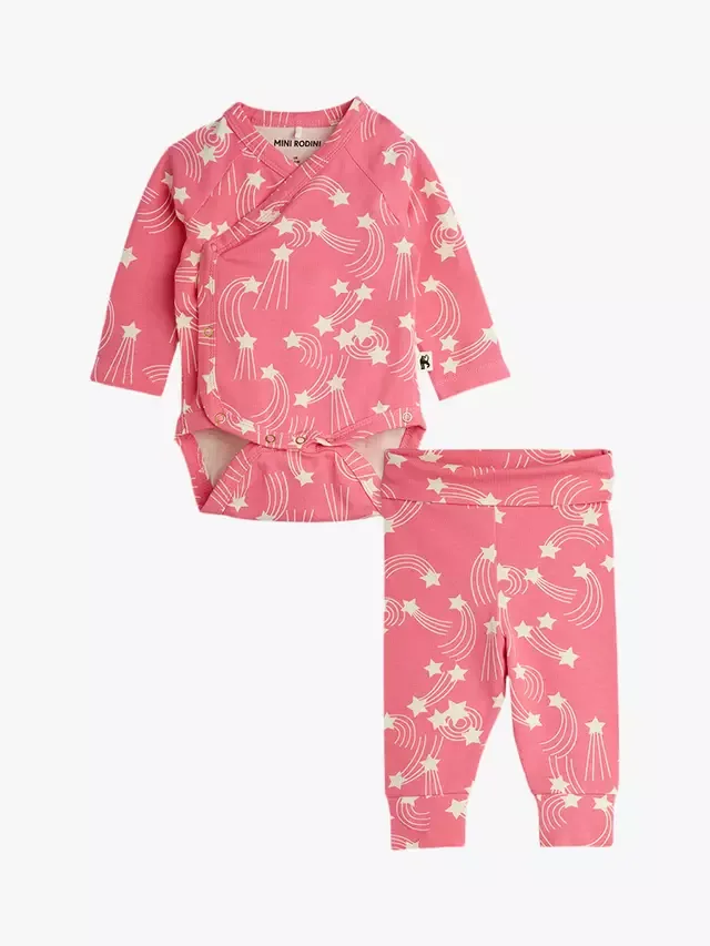 Детский боди с длинными рукавами и штанишки Baby Starfall Wrap, розовый Mini Rodini