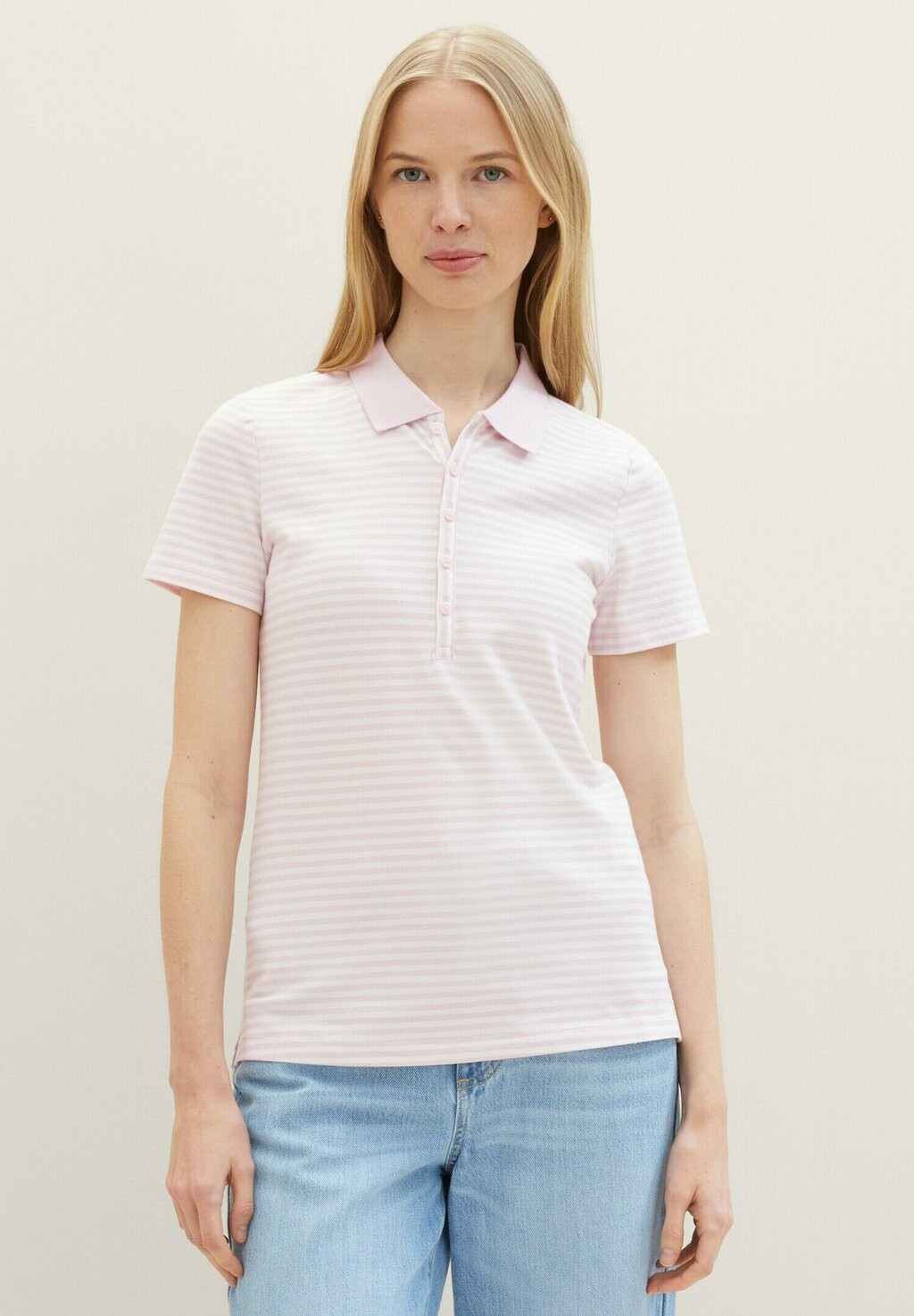 

Рубашка-поло TOM TAILOR, цвет rose offwhite stripe