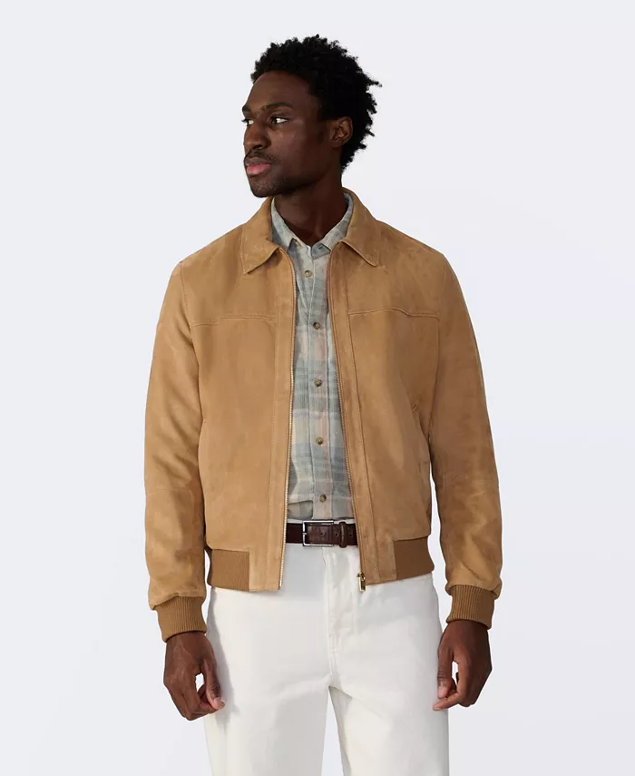 

Мужская замшевая куртка-бомбер Men's Suede Bomber Jacket Furniq UK, коричневый