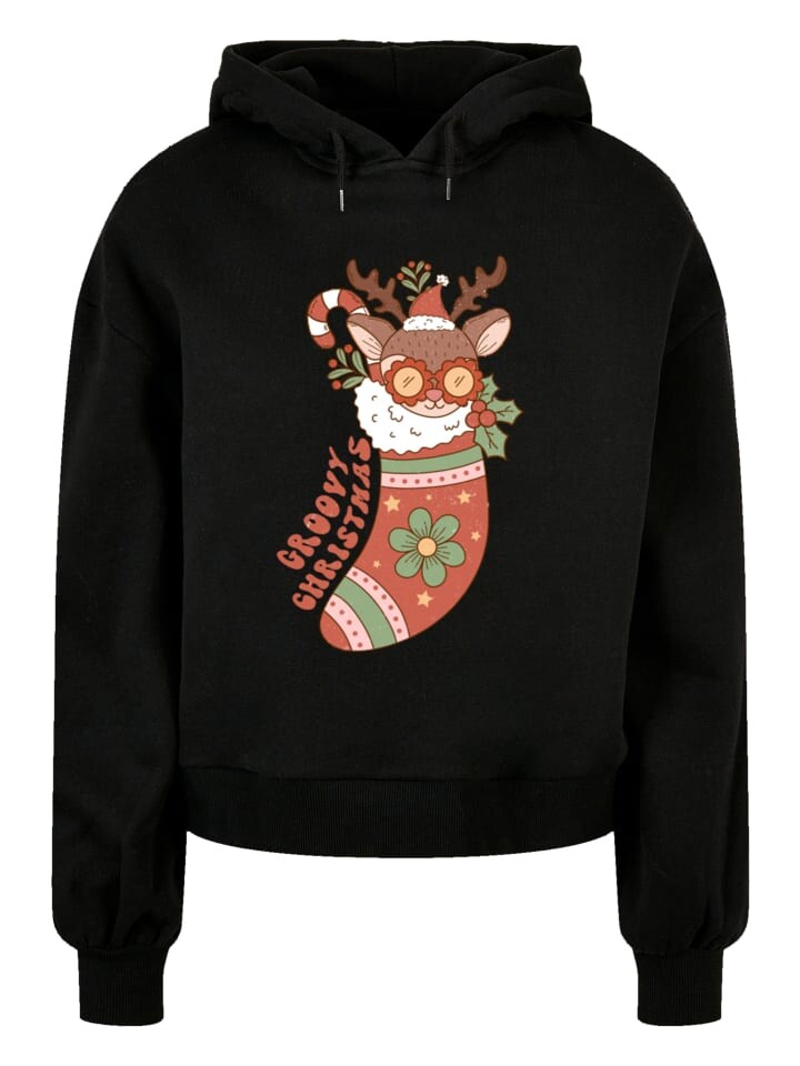 

Пуловер F4NT4STIC Oversized Hoody Groovy Weihnachten Hippie Reindeer, черный