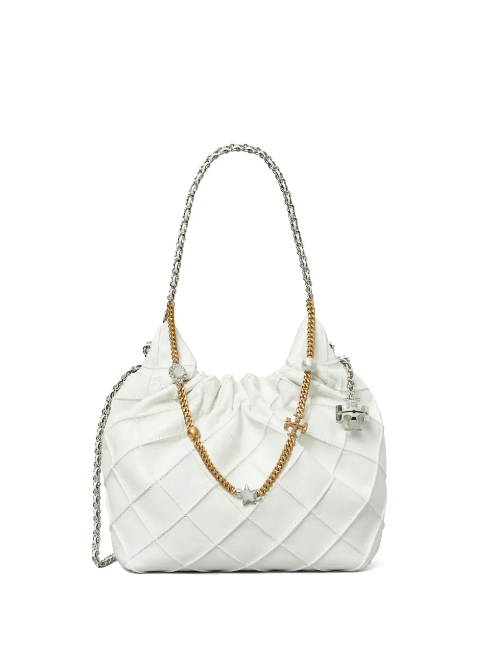 

Сумка-тоут Fleming Distressed размера мини Tory Burch, белый