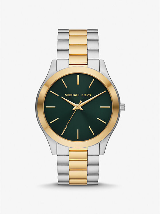 

Крупные тонкие двухцветные часы для подиума Michael Kors, мультиколор