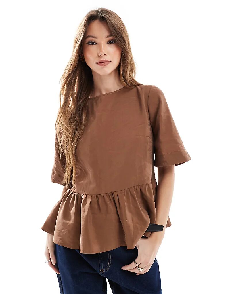 

Топ ASOS DESIGN с завязками сзади из ткани купро коричневого цвета