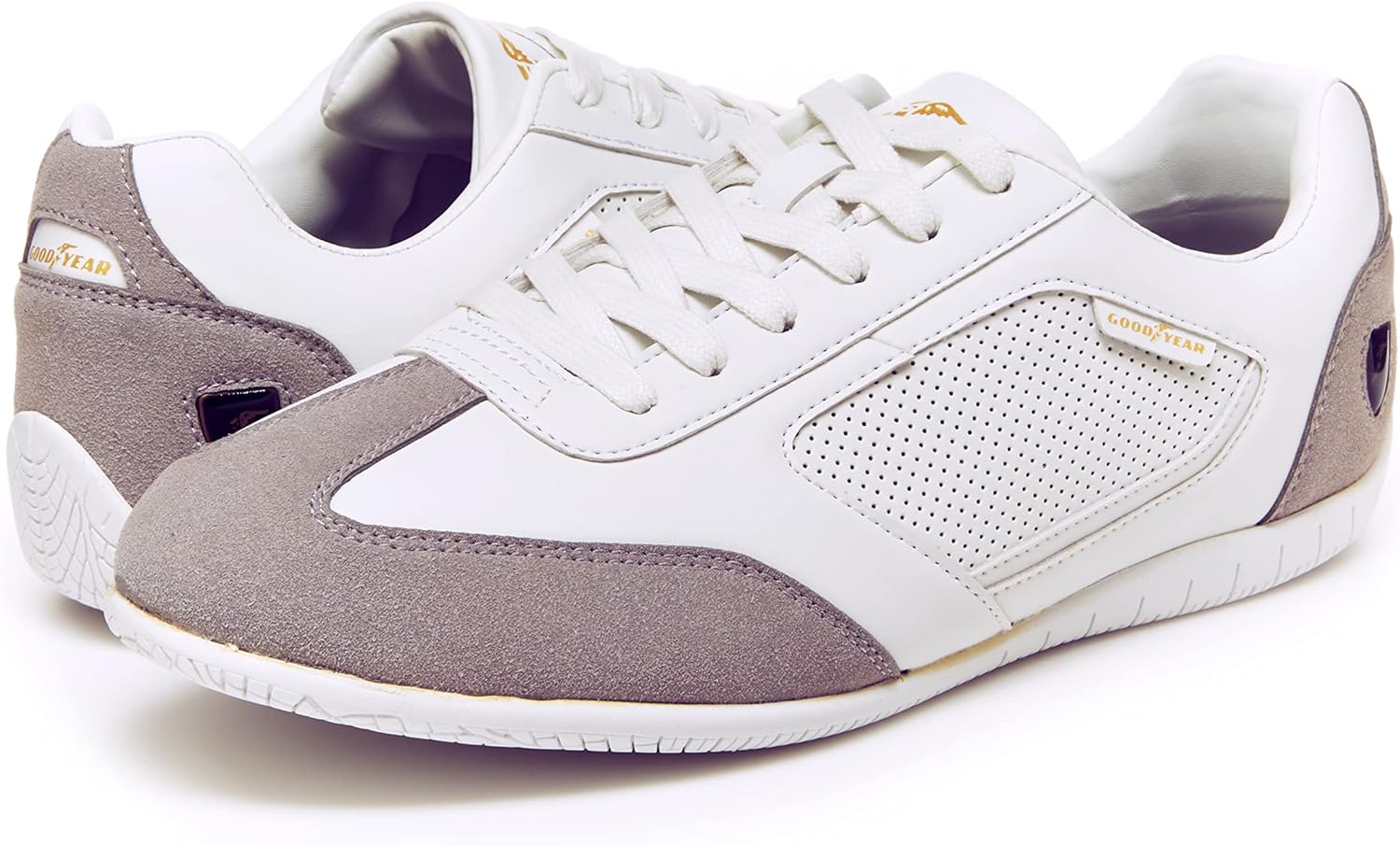 

Мужские кроссовки Goodyear Octane Racing, пара, спортивная обувь для автогонок с противоскользящей EVA подошвой, верх из ПУ-кожи, подкладка из сетки, белый/серый