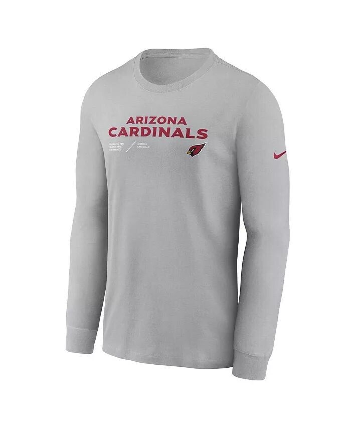 Мужская серая футболка Arizona Cardinals Sideline Infograph Lock Up Performance с длинным рукавом Nike — фото 3