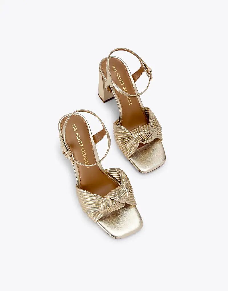 Босоножки на каблуке KG Kurt Geiger Signet в золоте — фото 2