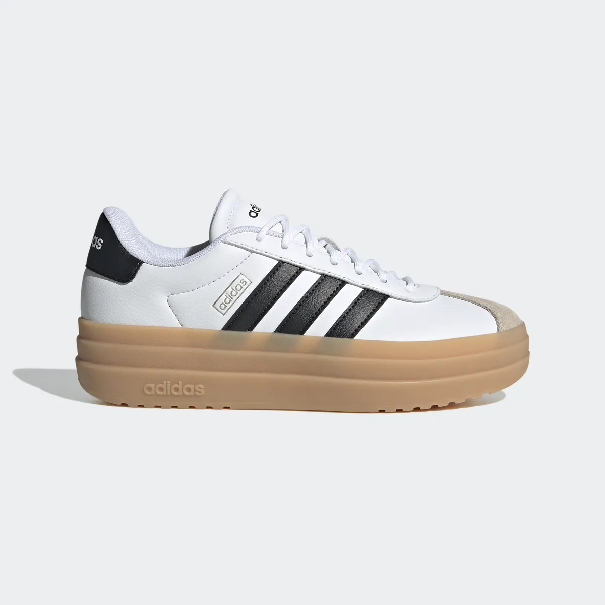 Кроссовки Adidas Sportswear "VL COURT BOLD", дизайн по стопам Adidas Gazelle Bold, цвет Cloud White / Core Black / Wonder Beige — фото 2