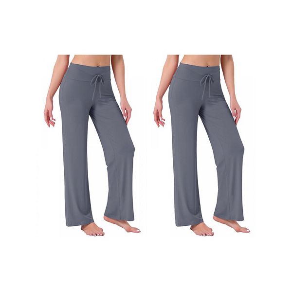 

2 пары женских пижамных брюк с широкими штанинами и шнурком Inspire Chic, Dark Grey