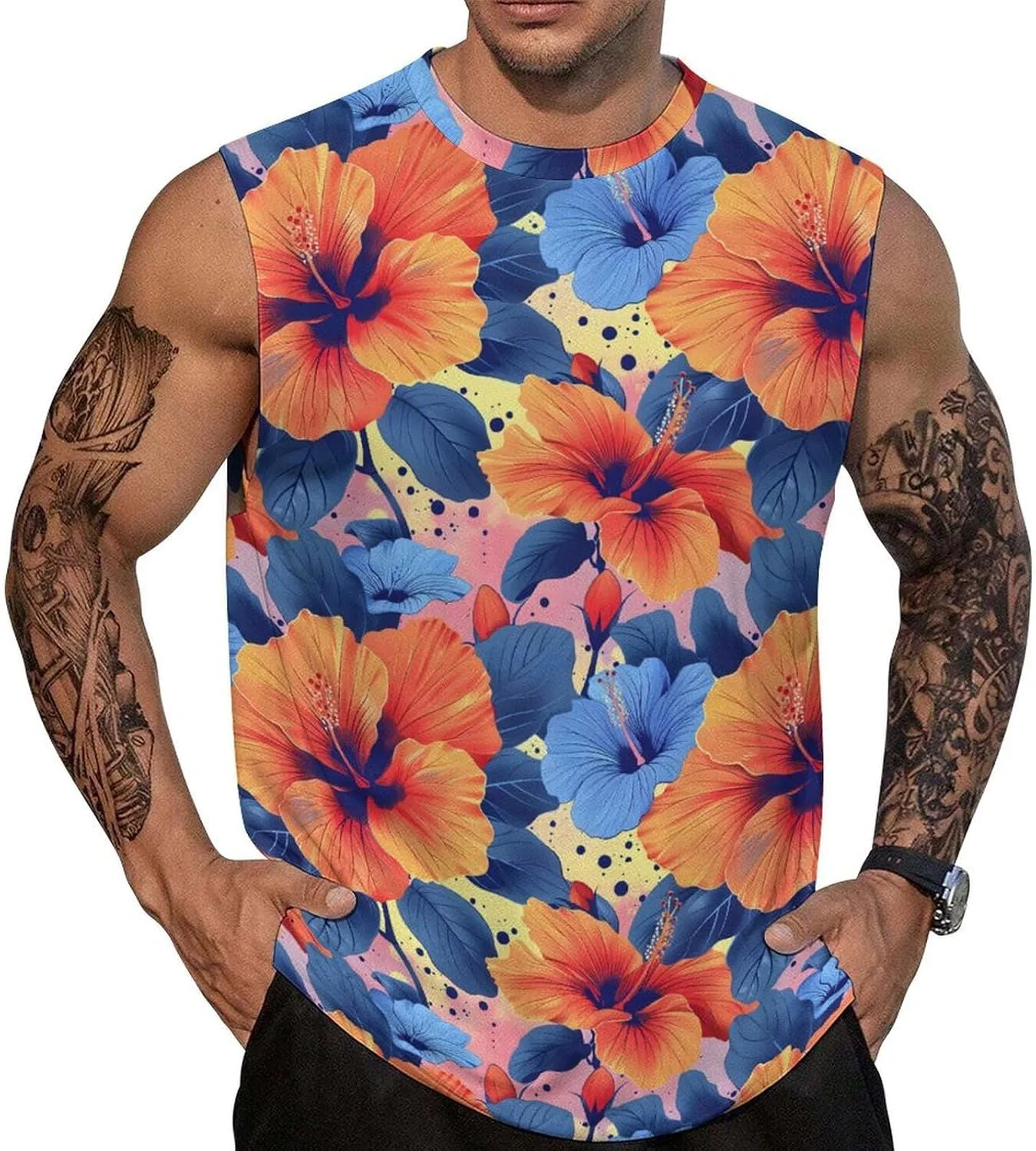 

Мужские гавайские майки с тропическим цветочным принтом BarbedRose