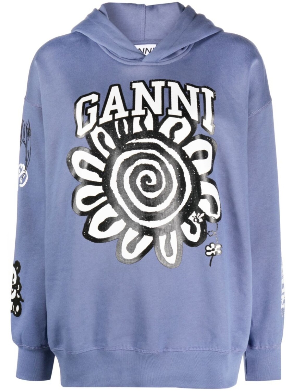 

GANNI худи из органического хлопка с логотипом, синий