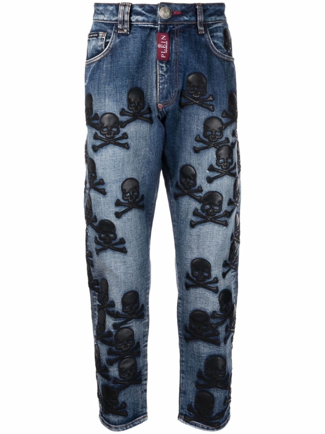 

Philipp Plein зауженные джинсы с нашивкой Skull, синий