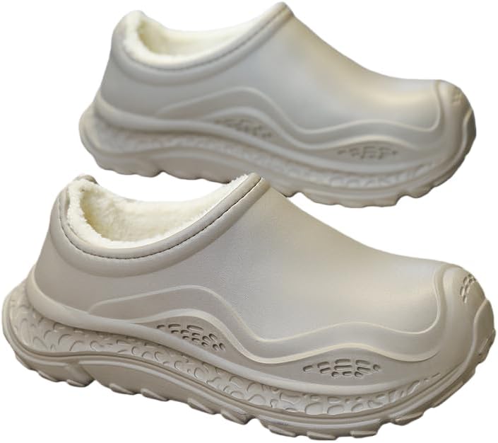 

Женские и мужские зимние плюшевые платформенные туфли повара для общественного питания, ресторанов, кухни - противоскользящие и маслостойкие Hchctry, Ash