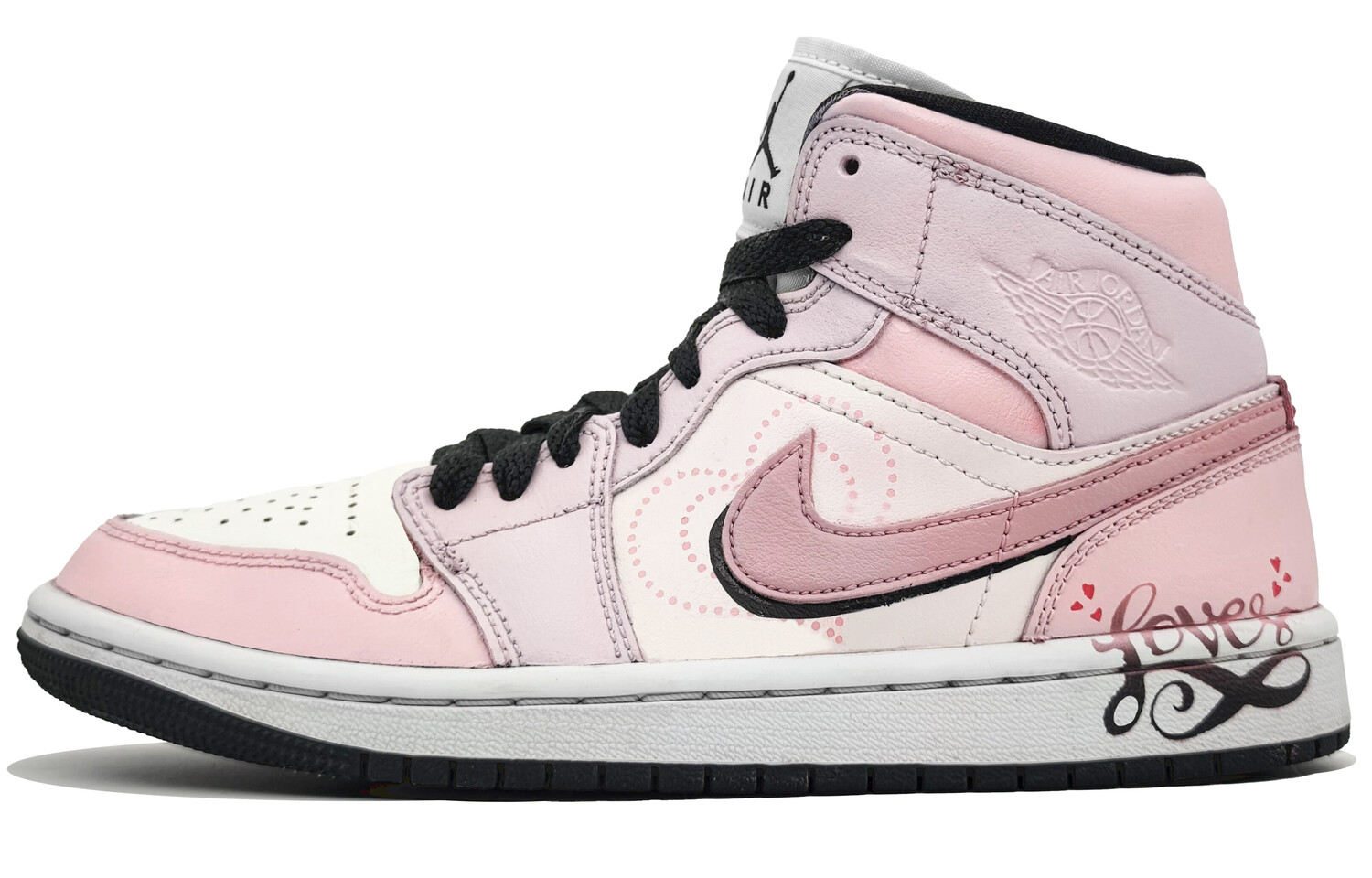 Кроссовки Air Jordan 1 Vintage Basketball Shoes Women's Mid-top Deep Pink, Black, цвет Love fans