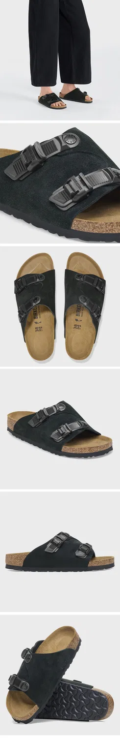 Мужские чёрные слайды Zurich Tech Suede Leather от Birkenstock — фото 3