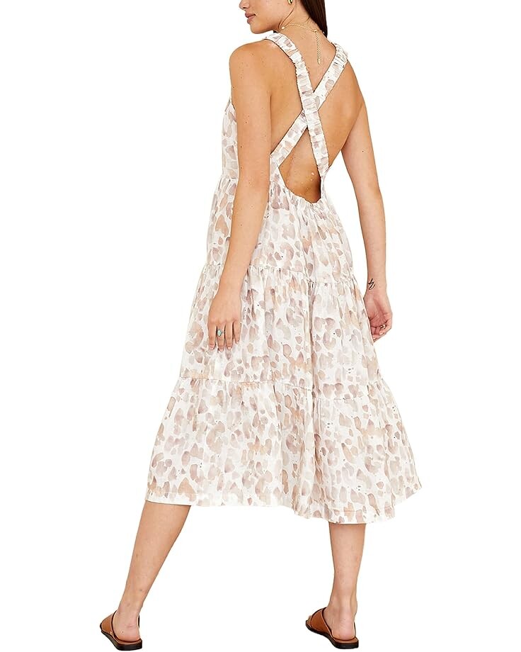 

Платье bella dahl Scrunch Strap Tiered Midi Dress, цвет Mojave Spots Print