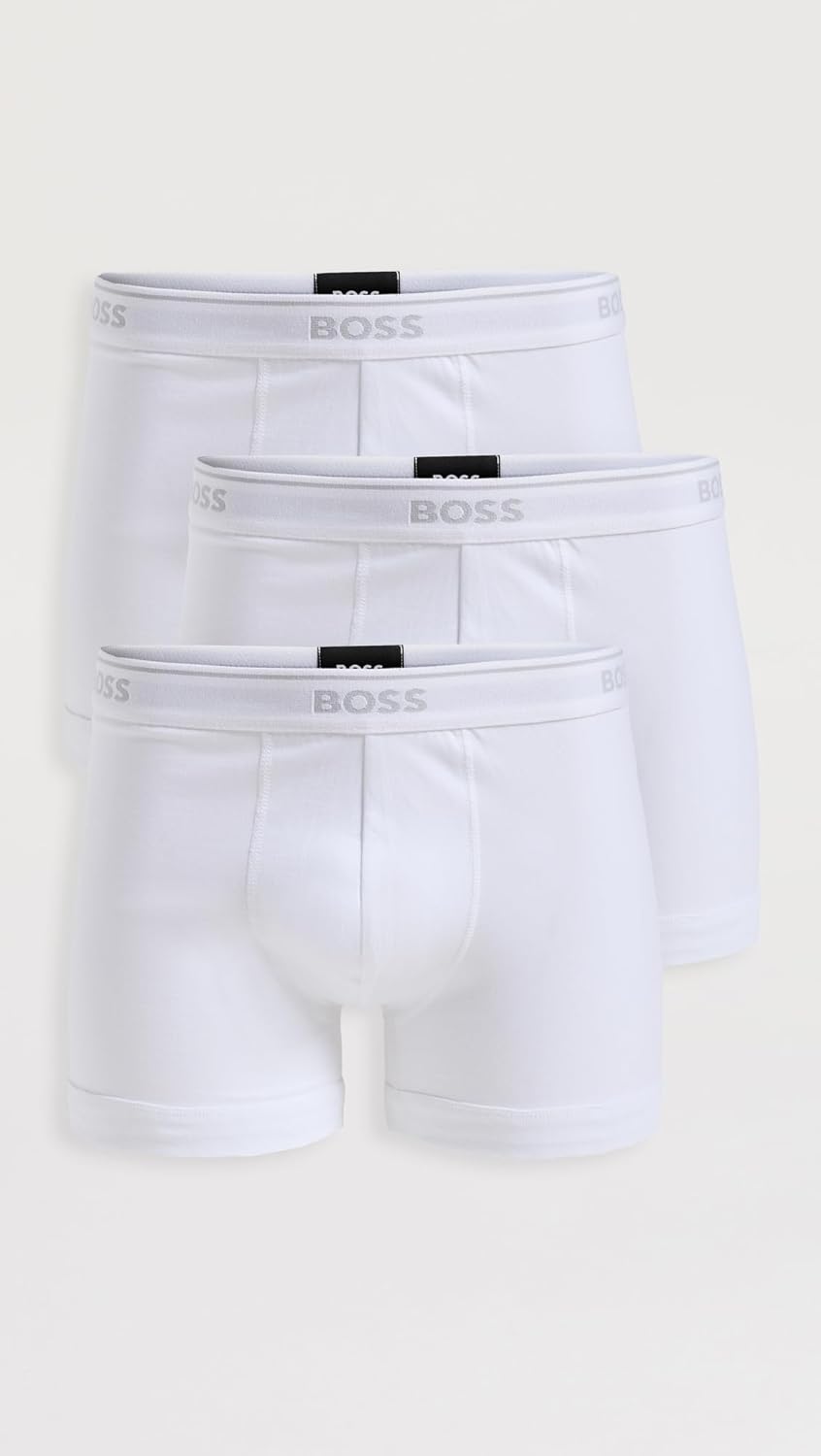 BOSS Мужские классические боксеры из хлопка, 3 шт, New Bright White — фото 2