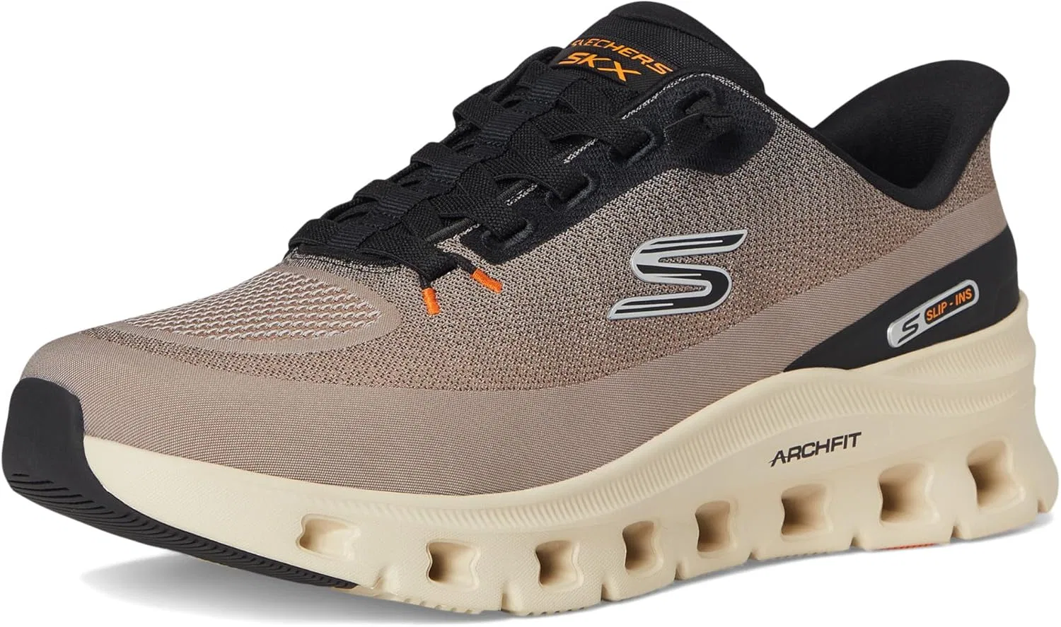 Мужские кроссовки Skechers Arch Fit Glide-Step Pro Hands Free Slip-in Trainers, Taupe Black — фото 2