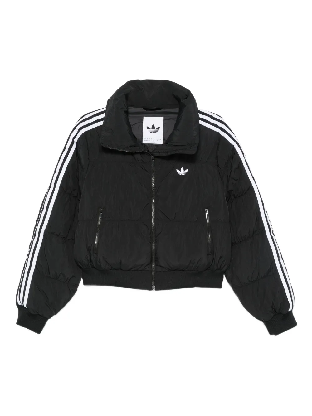 

Пуховик с логотипом в виде трех полос adidas, черный