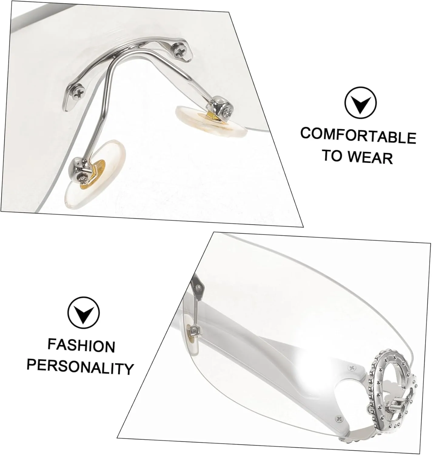 

Модные солнцезащитные очки KESYOO без оправы для вечеринок. Стильные, унисекс, легкие, без оправы. Уникальный аксессуар для вечеринки и удобное ношение, White