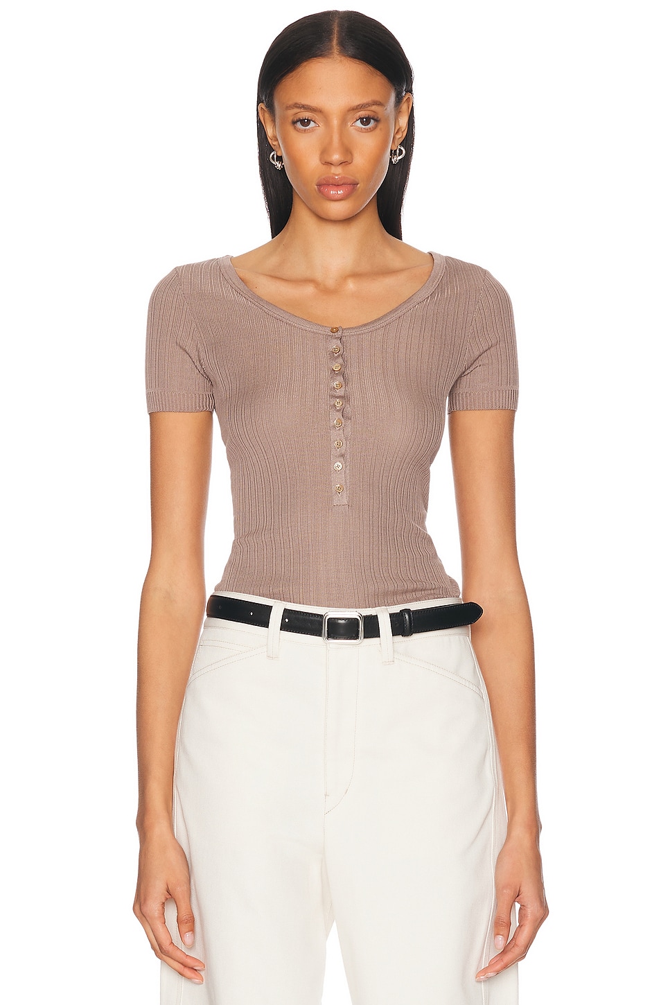 

Боди с ребристыми пуговицами Lemaire, Misty Mauve