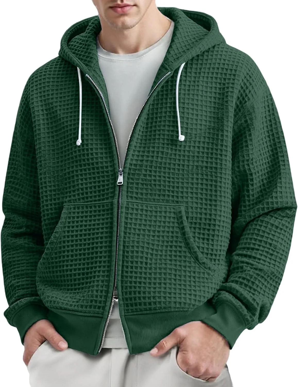 

Толстовка мужская waffle knit с капюшоном и карманами