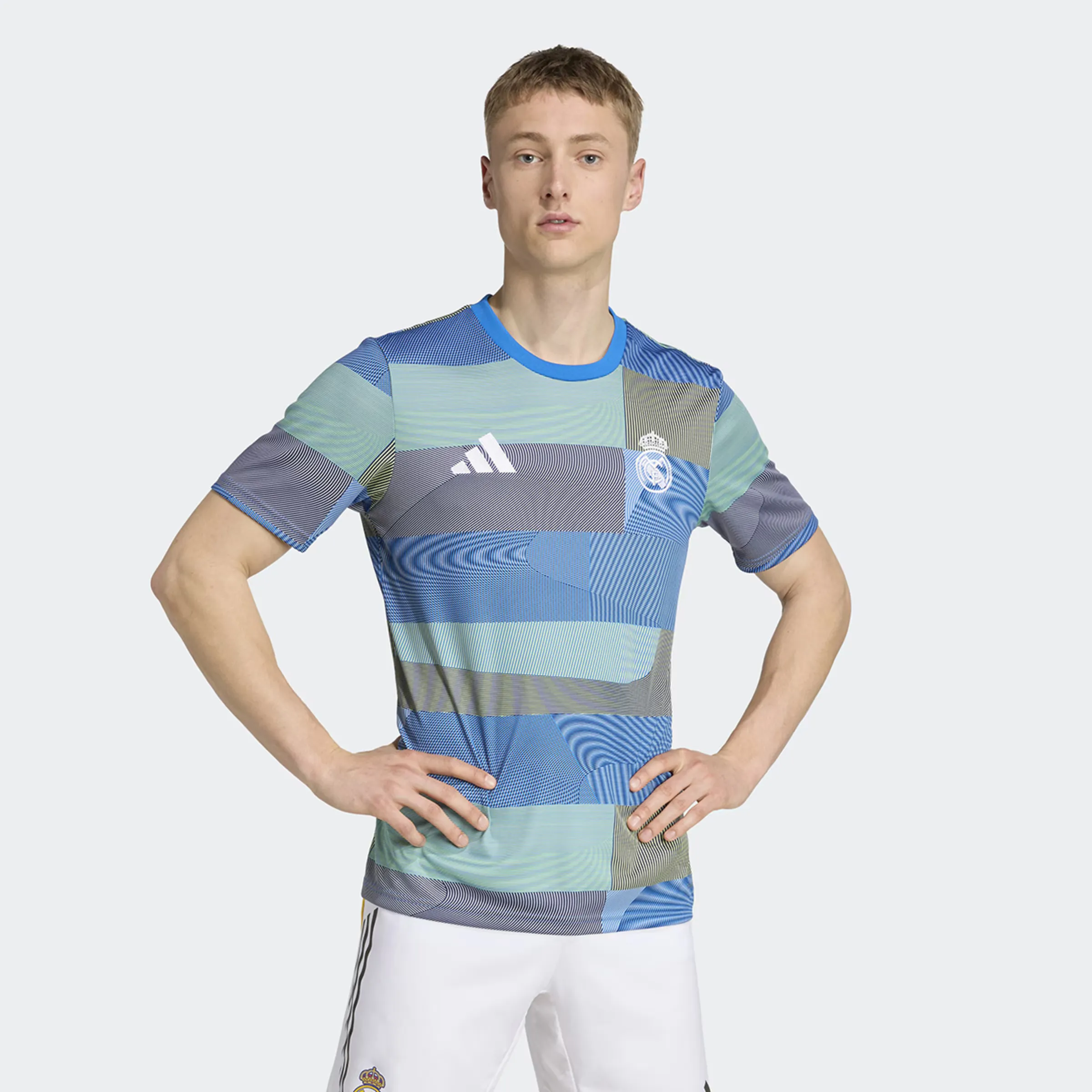 

Футболка для разминки мужская Real Madrid CF 2025-2026 Adidas, синий
