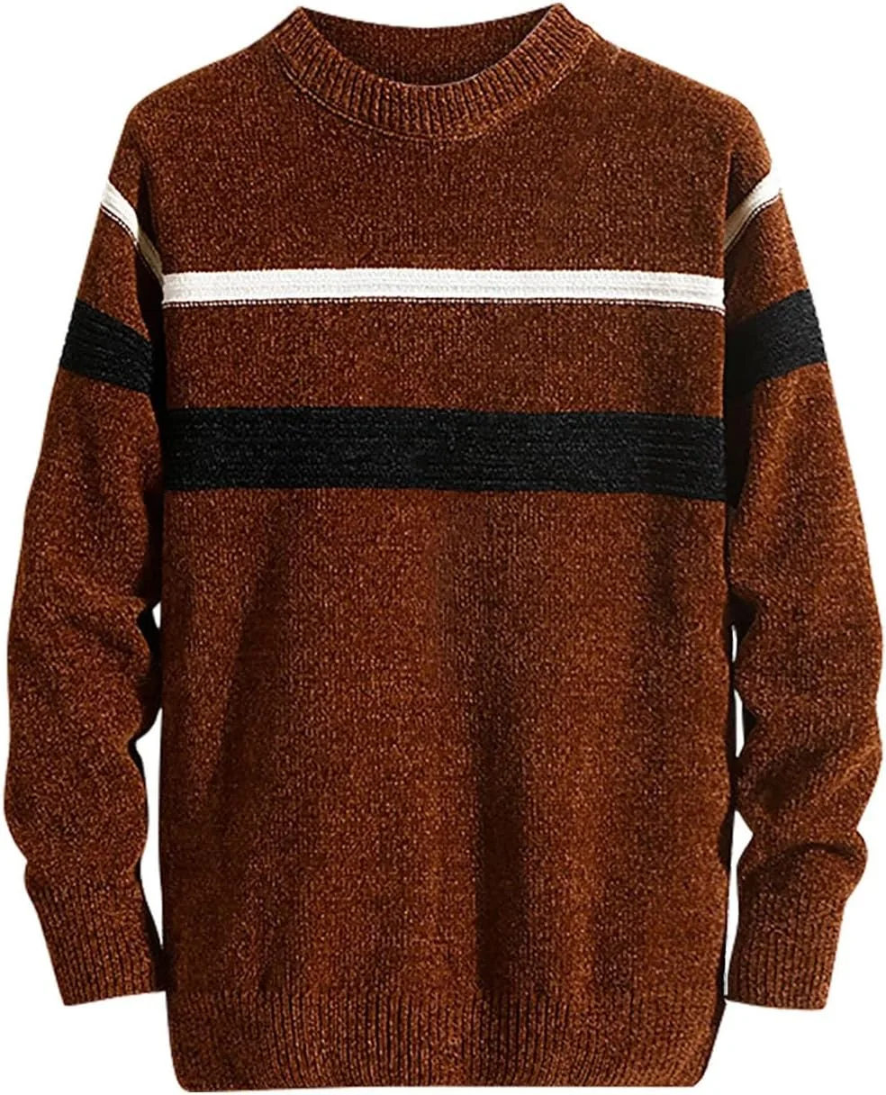 

Dgoopd полосатый свитер мужской, crewneck, вязаный, casual, plus size