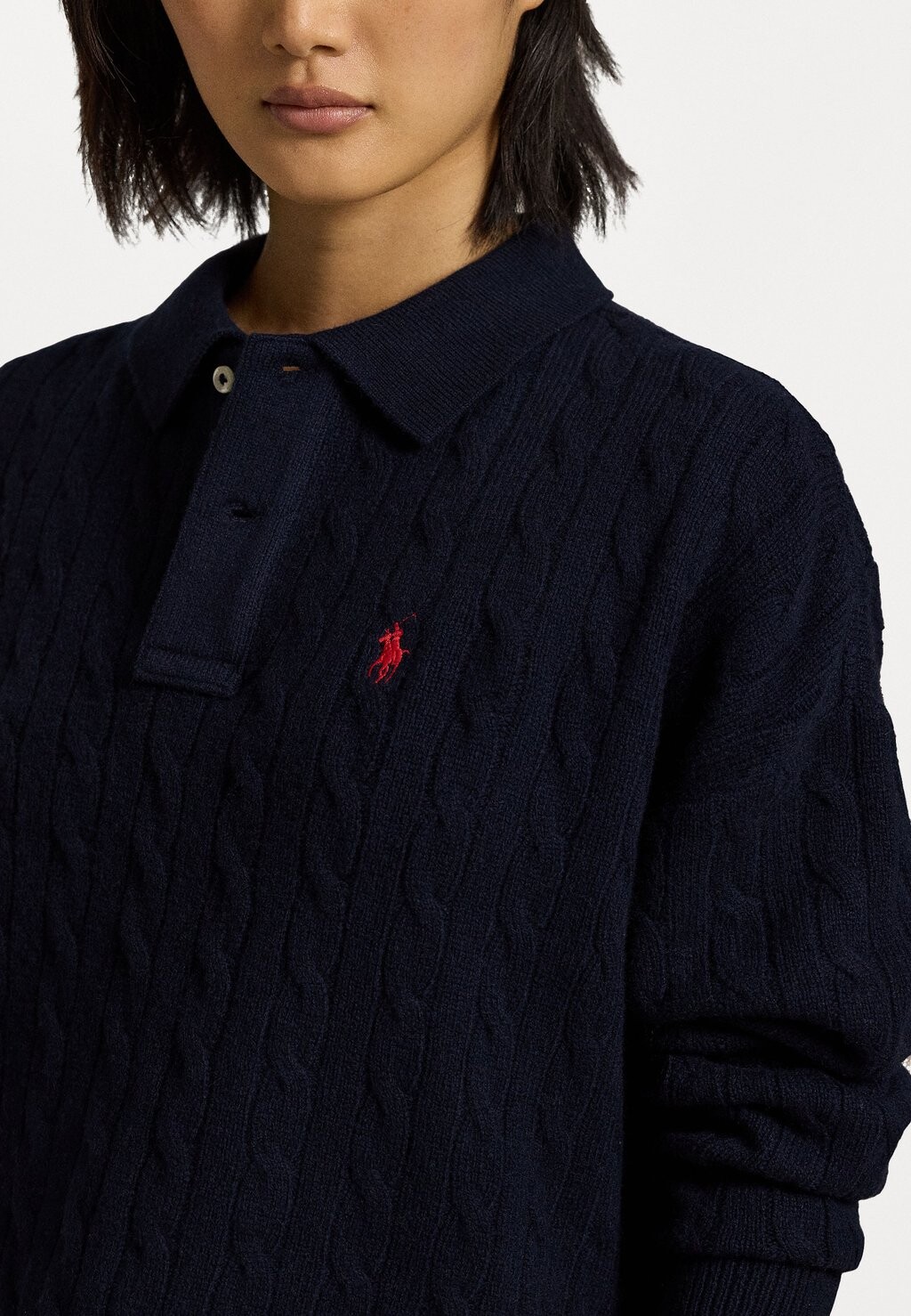 

Джемпер CABLE WOOL CASHMERE POLO SHIRT Polo Ralph Lauren, темно-синий