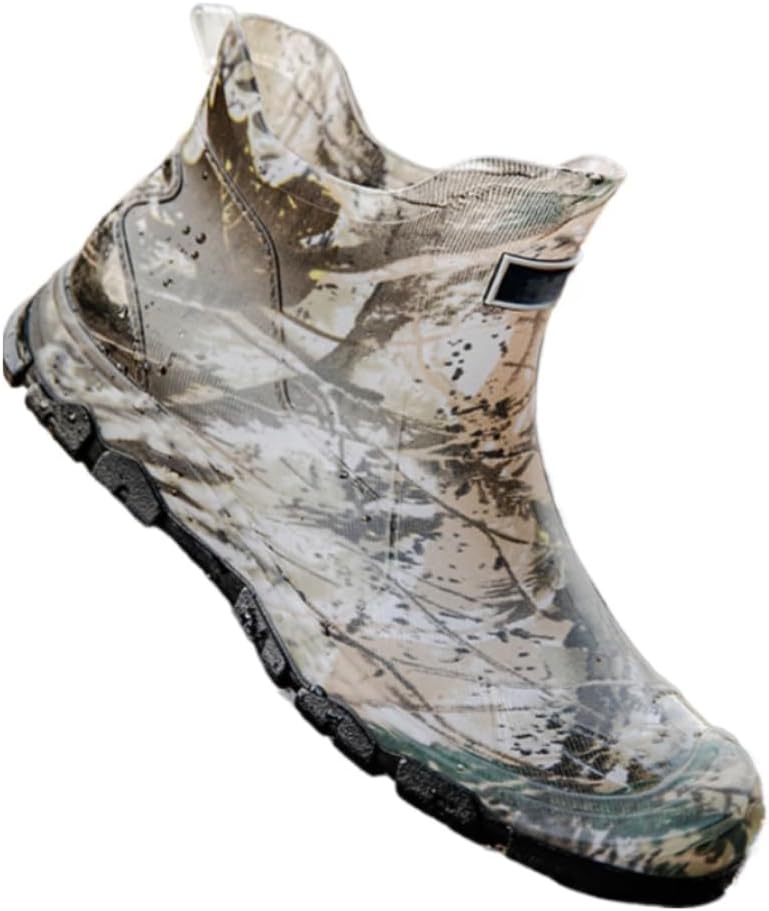 

Мужские камуфляжные короткие резиновые ботинки для лодок и рыбалки, водонепроницаемые, легкие, дышащие, с широкой противоскользящей подошвой Geerta, серый