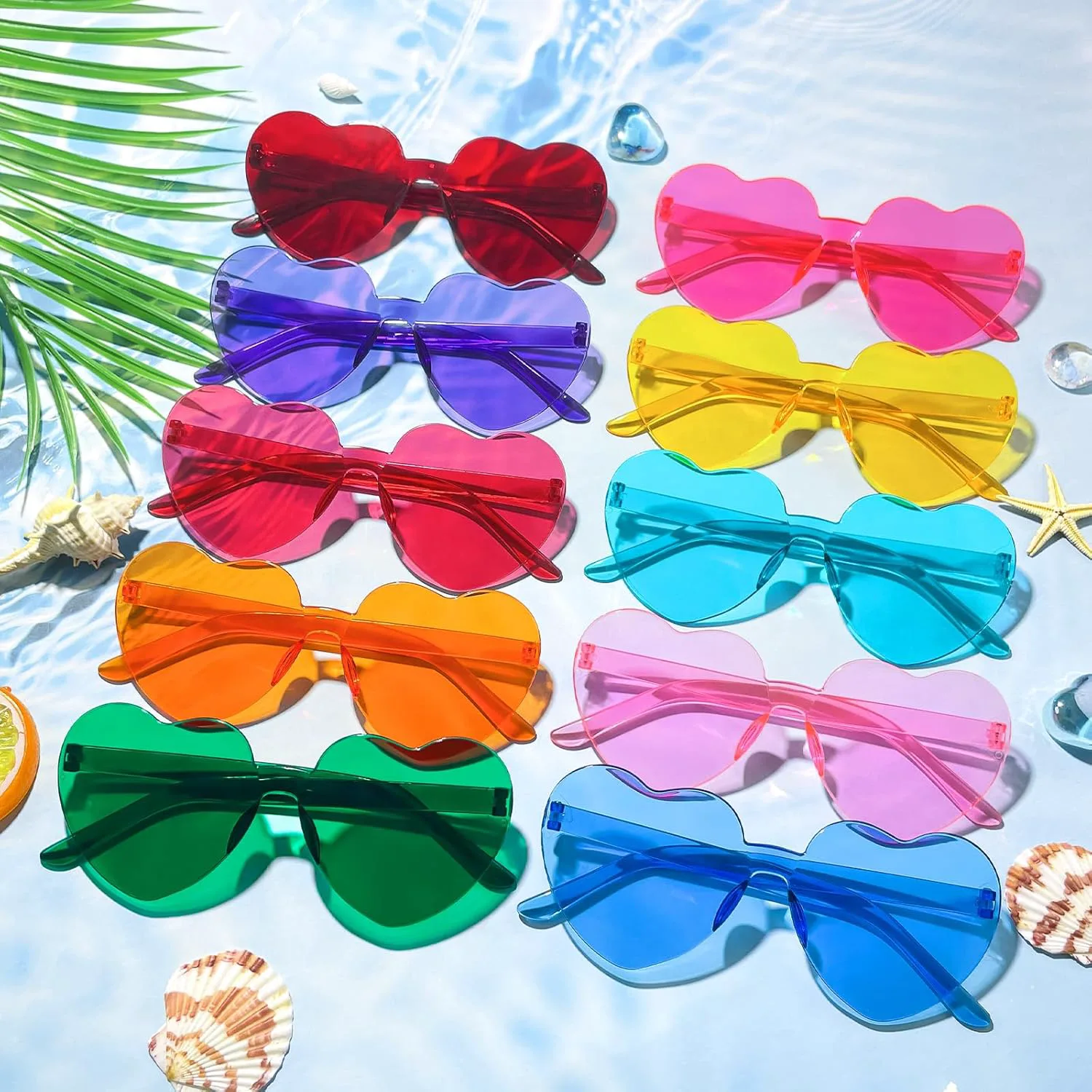 

Оптовая продажа: 50 пар солнцезащитных очков без оправы в форме сердца, забавные красочные очки для вечеринок в форме сердца для женщин и мужчин Geopty, Red