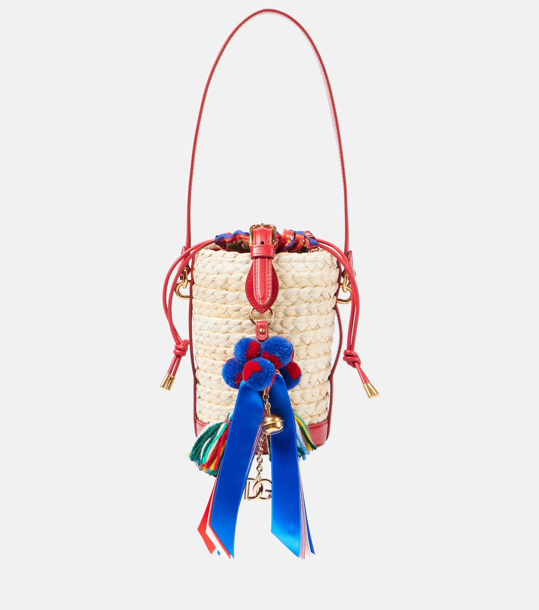 

Таормина Карла средняя плетёная сумка-ведро Dolce&Gabbana, Red/Multicolor