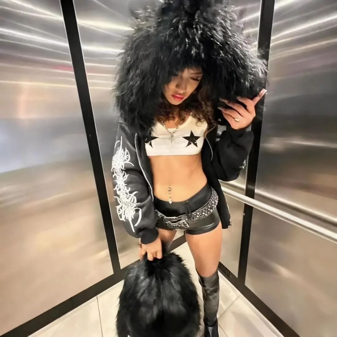 

Худи с молнией Y2K Goth для мужчин и женщин