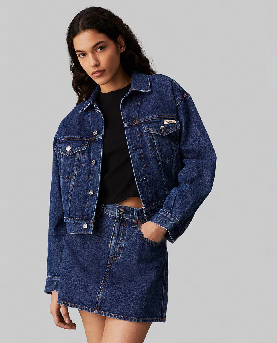 

Женская укороченная джинсовая куртка 90-х годов Calvin Klein Jeans, синий
