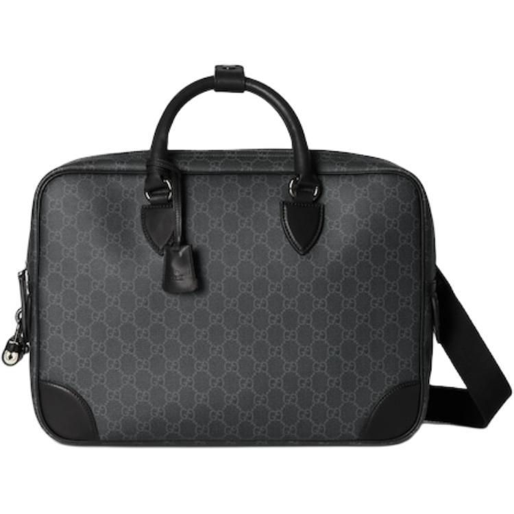 

GUCCI GG Emblem Coated Material With Leather Trim One Shoulder Crossbody Handheld Briefcase Medium мужская сумка черная